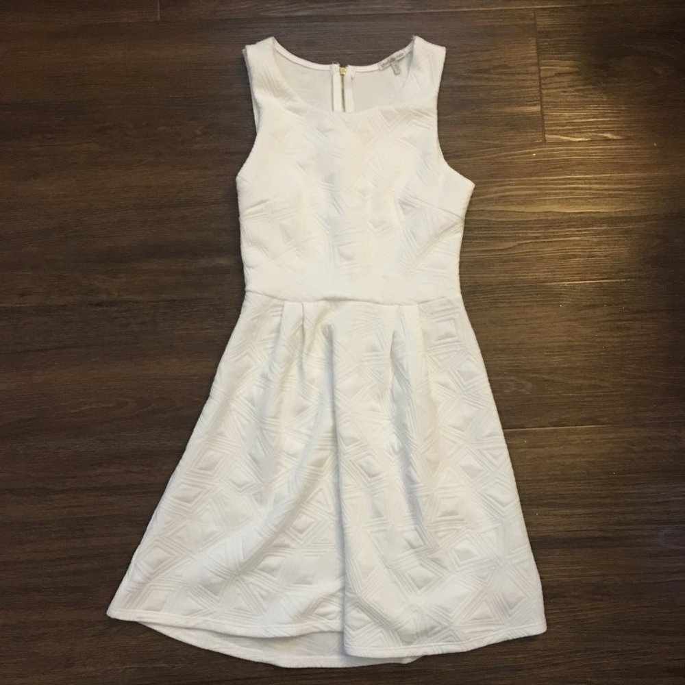 Charlotte Russe White Geometric Textured Dress